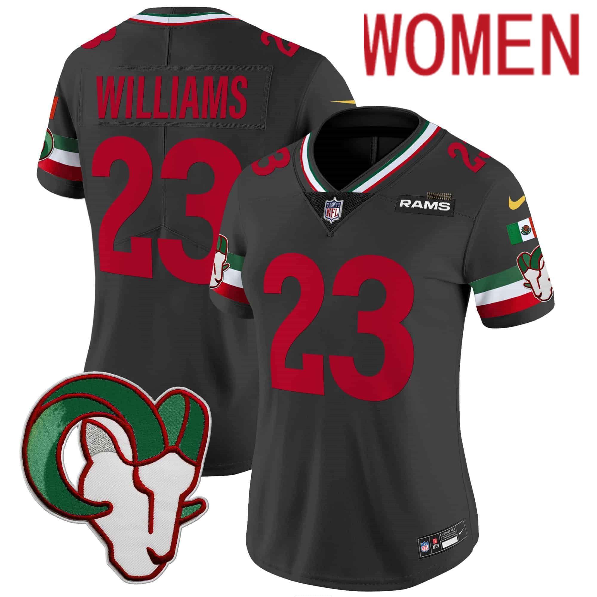 Women Los Angeles Rams #23 Williams Black 2024 Nike Mexico Vapor Limited NFL Jersey